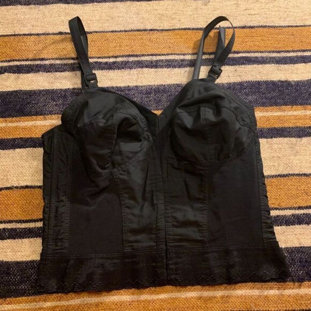 Vintage Lingerie Intimates Corset Bra Satin Romantic Black Goth‎ Whimsygoth 36 B